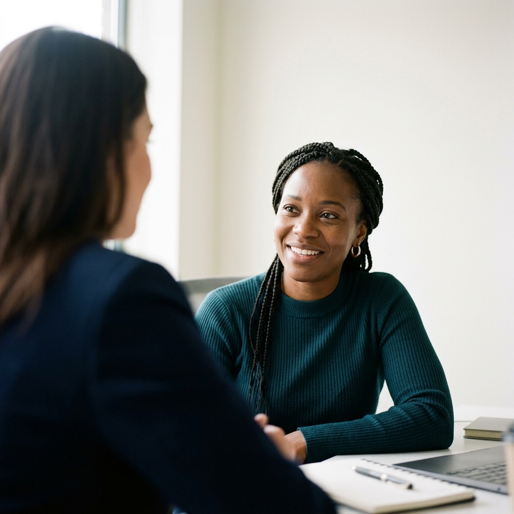Colleagues in conversation about the latest Recovery Friendly Workplace news