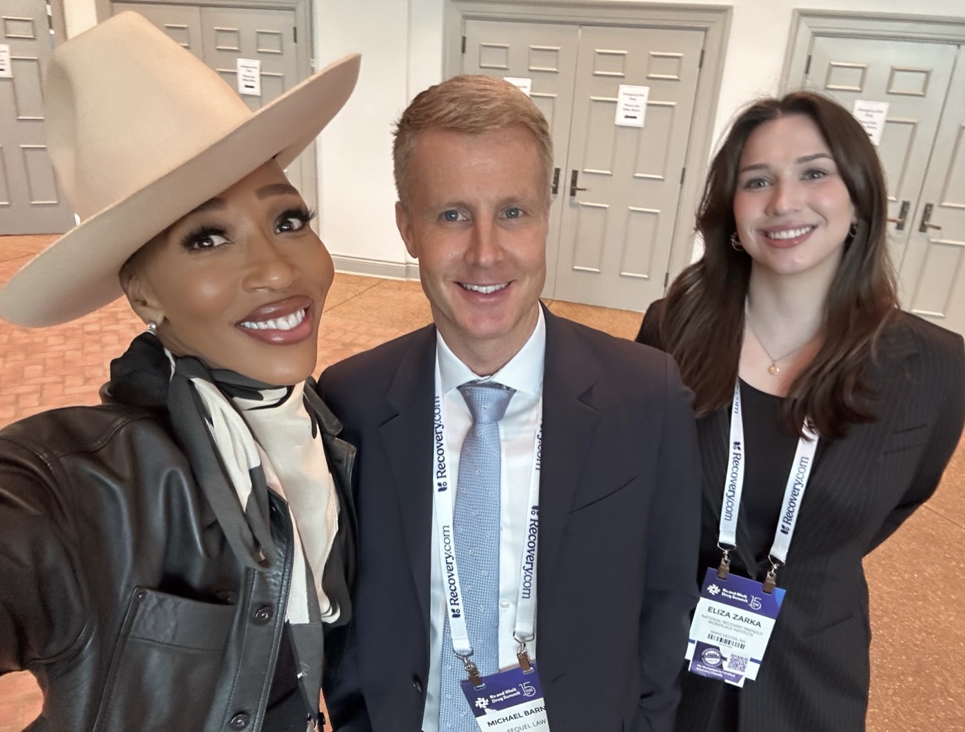 Nyla Christian, Michael Barnes, and Eliza Zarka of the National Recovery Friendly Workplace Institute together at the Rx and Illicit Drug Summit